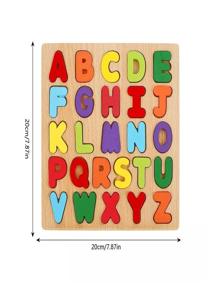 KARTUNBOX 3D Wooden Capital Alphabet Puzzles with Animals for Children, Colorful ABC Lower Letters/Numbers/Shapes for Kids Toddlers Preschool Early Learning Educational Toys (ABCD Capital) - Image 2